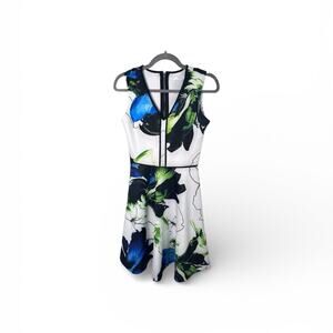 Reed Black White Print Sleeveless A Line Dress XS